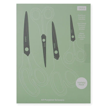 Siska 4-Pack All-Purpose Scissors - Gunmetal (SKSCR005)