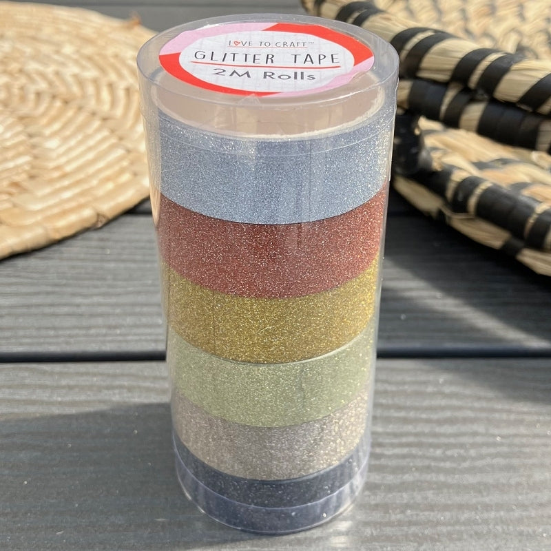 Love to Craft Washi Tape Tube 6 Rolls - Glitter Metals (393872)