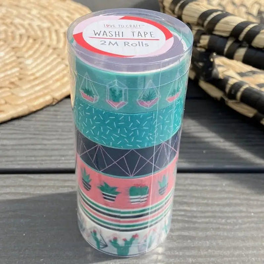 Love to Craft Washi Tape Tube 6 Rolls - Cactus (393872) - Printable Heaven