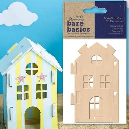 Make Your Own 3D Decoration - Wooden House - Bare Basics (PMA 174735) - Printable Heaven