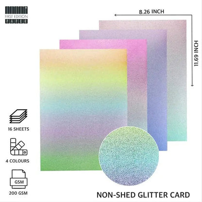 A4 First Edition Pastel Ombre Glitter Paper Pad (FEPAD265) - Printable Heaven