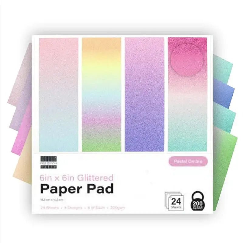 6x6 First Edition Pastel Ombre Glitter Paper Pad (FEPAD266) - Printable Heaven