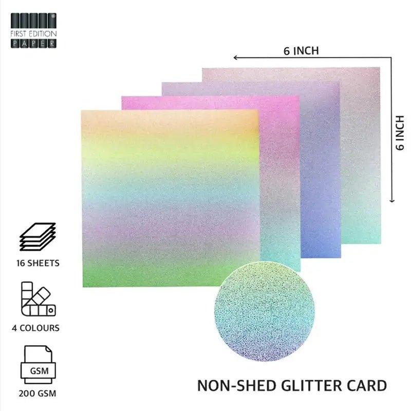 6x6 First Edition Pastel Ombre Glitter Paper Pad (FEPAD266) - Printable Heaven