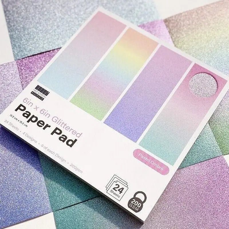 6x6 First Edition Pastel Ombre Glitter Paper Pad (FEPAD266) - Printable Heaven