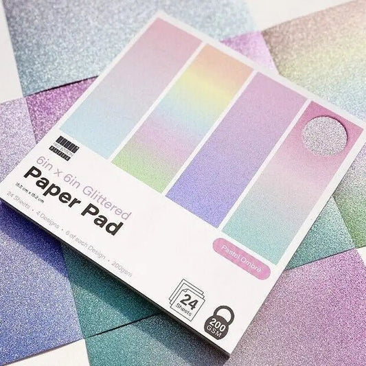 6x6 First Edition Pastel Ombre Glitter Paper Pad (FEPAD266) - Printable Heaven