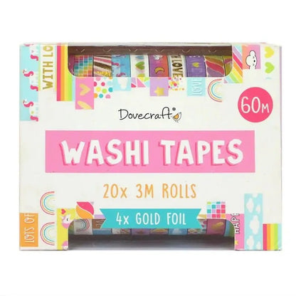 Dovecraft Washi Tapes Box 20 Rolls - Bright (DCWTB048) - Printable Heaven