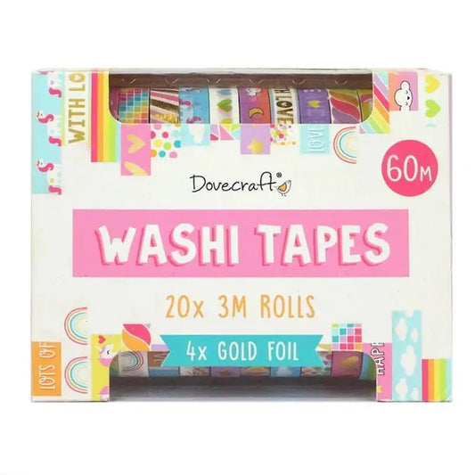 Dovecraft Washi Tapes Box 20 Rolls - Bright (DCWTB048) - Printable Heaven