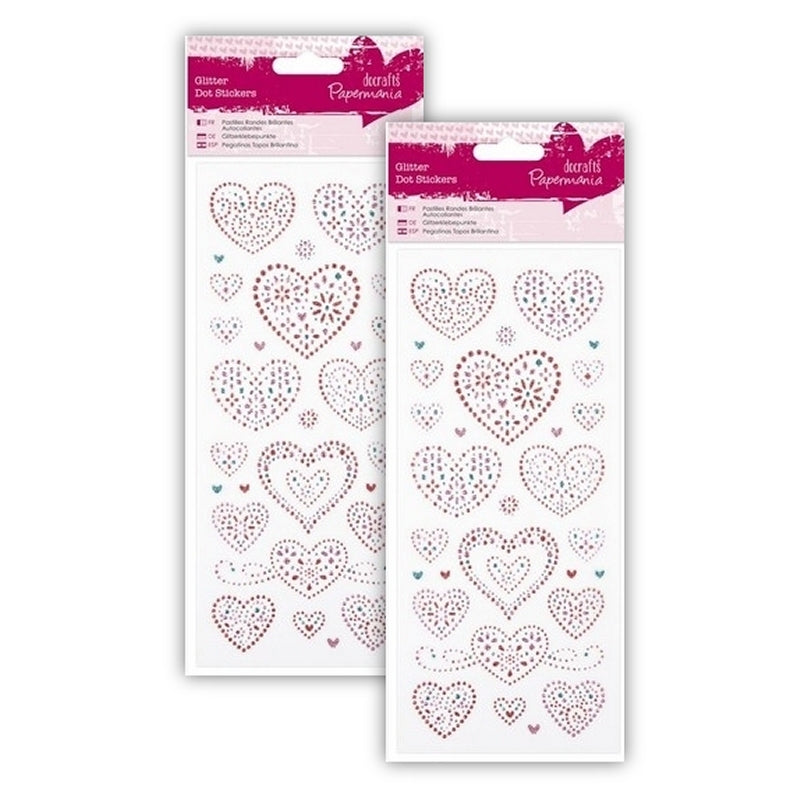 2 for 1 Offer - 2 x Glitter Dot Stickers, Love Hearts (PMA