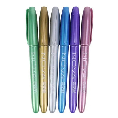 Nova 3mm Bullet Tip Metallic Markers - 6 Pack (NOV010) - Printable Heaven