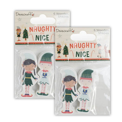 2 for 1 OFFER - 2 x Christmas Naughty or Nice Wooden Elves