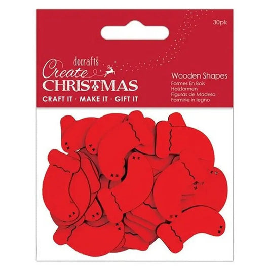 Create Christmas Wooden Shapes (30pcs) - Mini Stockings Red (PMA 174585) - Printable Heaven