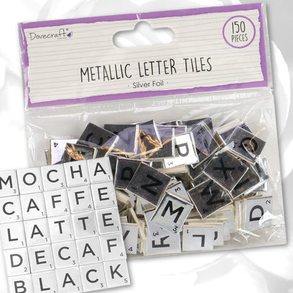 Dovecraft Essentials Metallic Letter Tiles - Silver (DCBS224)