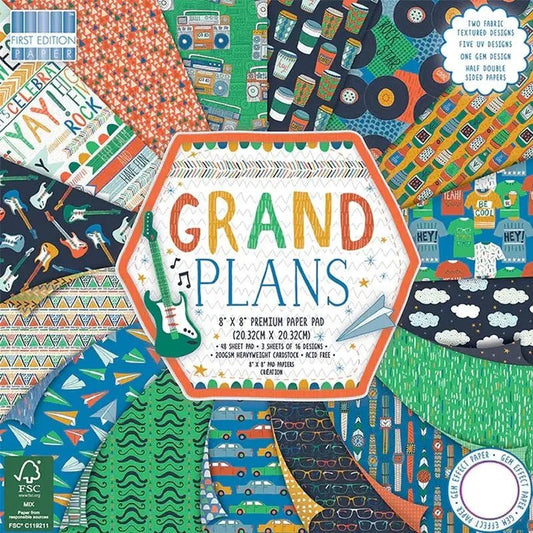 First Edition FSC 8x8 Paper Pad - Grand Plans (FEPAD159) - Printable Heaven