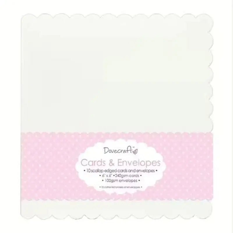 Dovecraft Scallop-Edge 6x6 Cards & Envelopes White (10pk) (DCCE018) - Printable Heaven