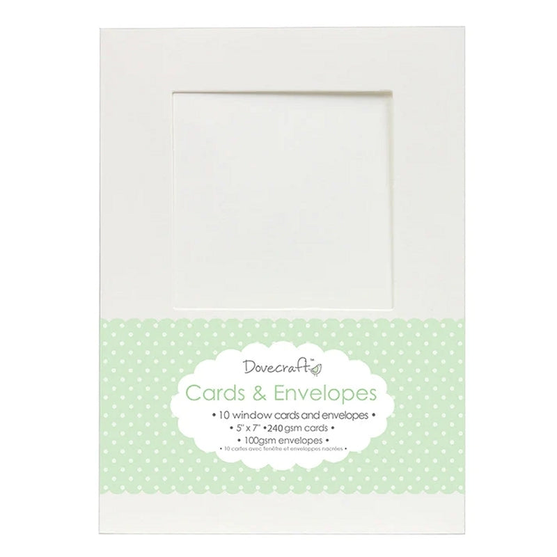 Dovecraft 10 Square Window 5"x7" Cards & Envelopes (DCCE009)