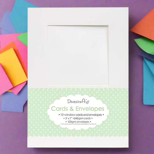 Dovecraft 10 Square Window 5x7" Cards & Envelopes (DCCE009)