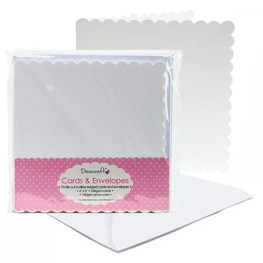 Dovecraft Scallop-Edge 6x6 Cards & Envelopes White (10pk) (DCCE018) - Printable Heaven
