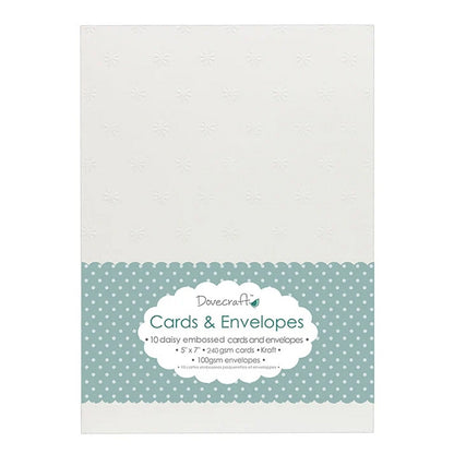 Dovecraft 10 Daisy Embossed White 5x7" Cards & Envelopes (DCCE019)"