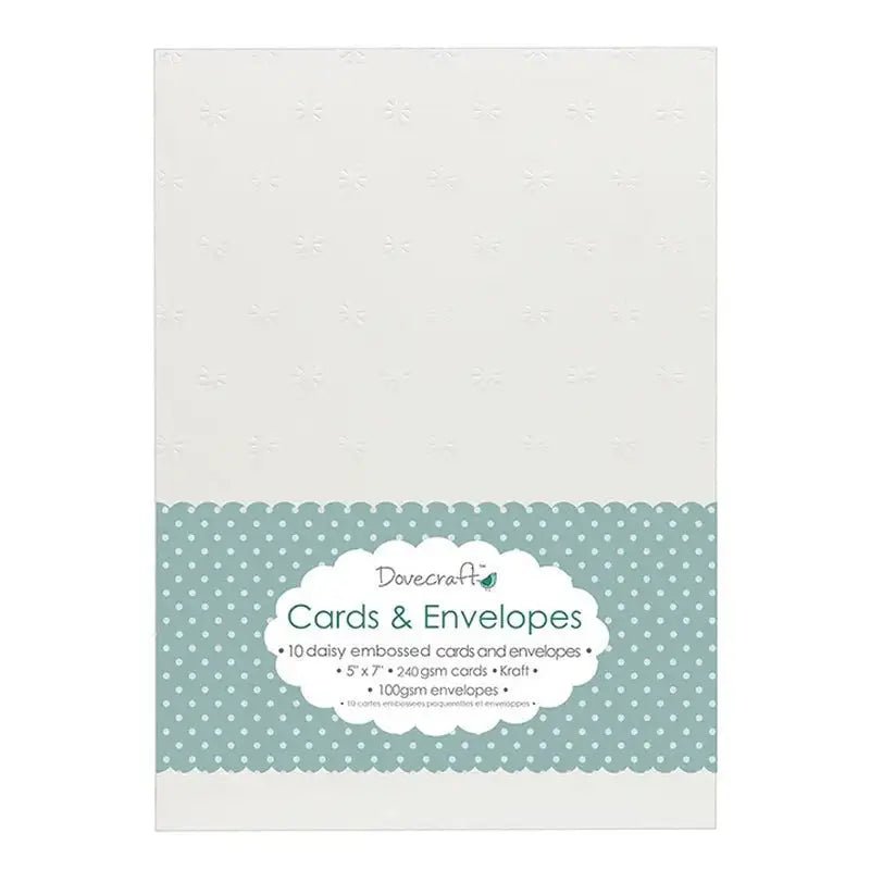 Dovecraft Daisy Embossed White 5x7" Cards & Envelopes (10pk) (DCCE019)" - Printable Heaven