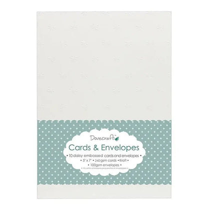 Dovecraft Daisy Embossed White 5x7" Cards & Envelopes (10pk) (DCCE019)" - Printable Heaven