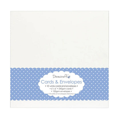 Dovecraft 10 6x6 Cards & Envelopes White (DCCE025)