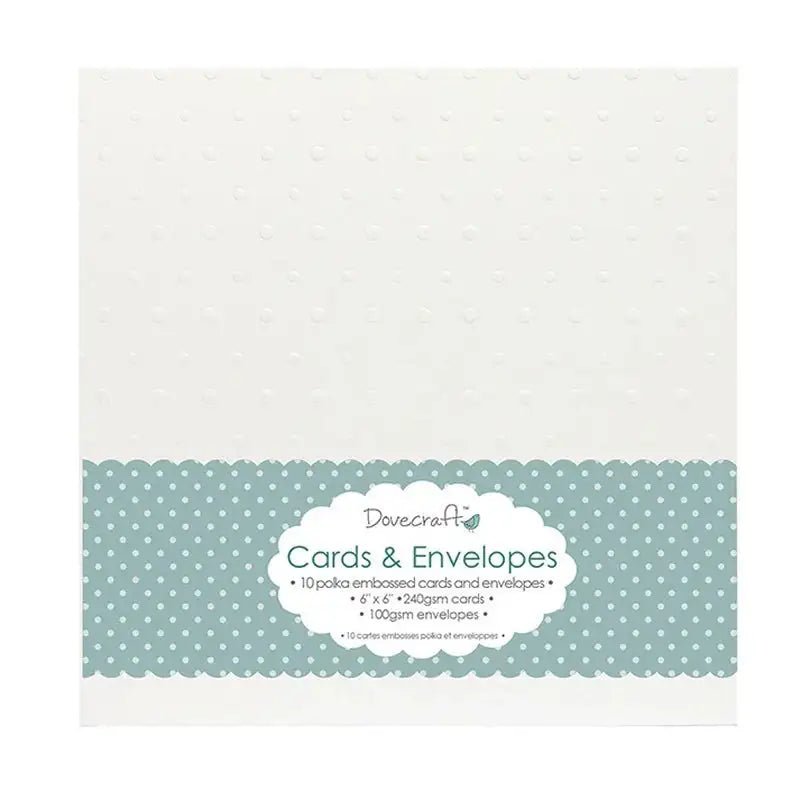 Dovecraft Polka Embossed White 6"x6" Cards & Envelopes (10pk) (DCCE022) - Printable Heaven