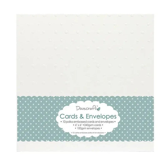 Dovecraft Polka Embossed White 6"x6" Cards & Envelopes (10pk) (DCCE022) - Printable Heaven