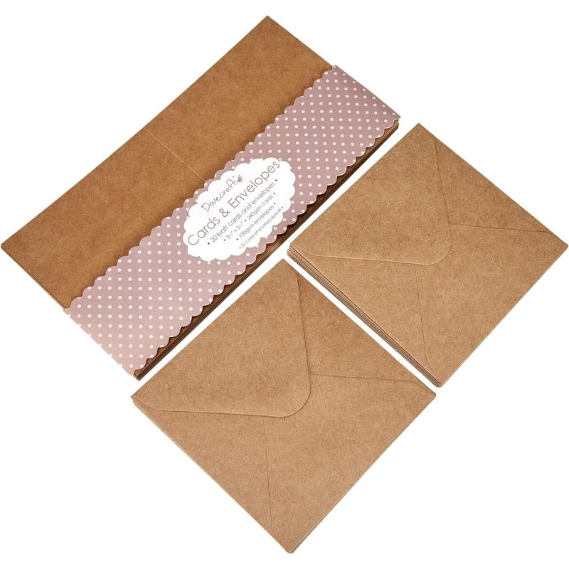 Dovecraft 20 Mini Kraft 3.5" x 3.5" Cards and Envelopes