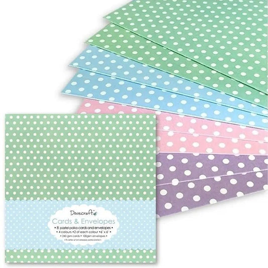 Dovecraft Pastel Polka 6"x6" Cards & Envelopes (8pk) (DCCE008) - Printable Heaven