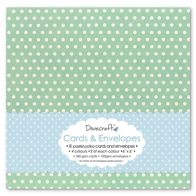 Dovecraft Pastel Polka 6"x6" Cards & Envelopes (DCCE008)