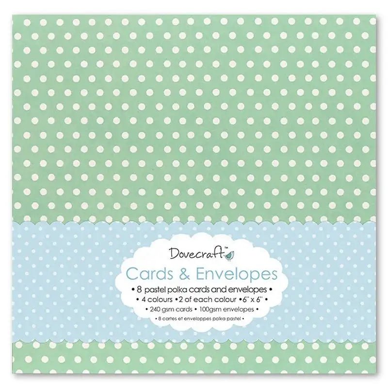Dovecraft Pastel Polka 6"x6" Cards & Envelopes (8pk) (DCCE008) - Printable Heaven