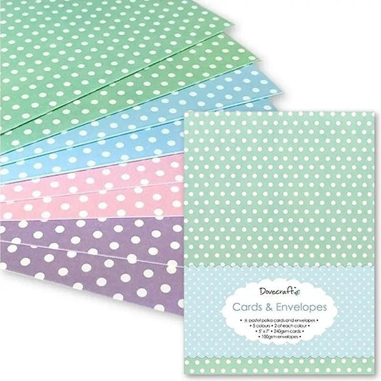 Dovecraft Pastel Polka 5"x7" Cards & Envelopes (8pk) (DCCE007) - Printable Heaven