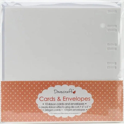 Dovecraft White Ribbon 6"x6" Cards & Envelopes (10pk) (DCCE014) - Printable Heaven