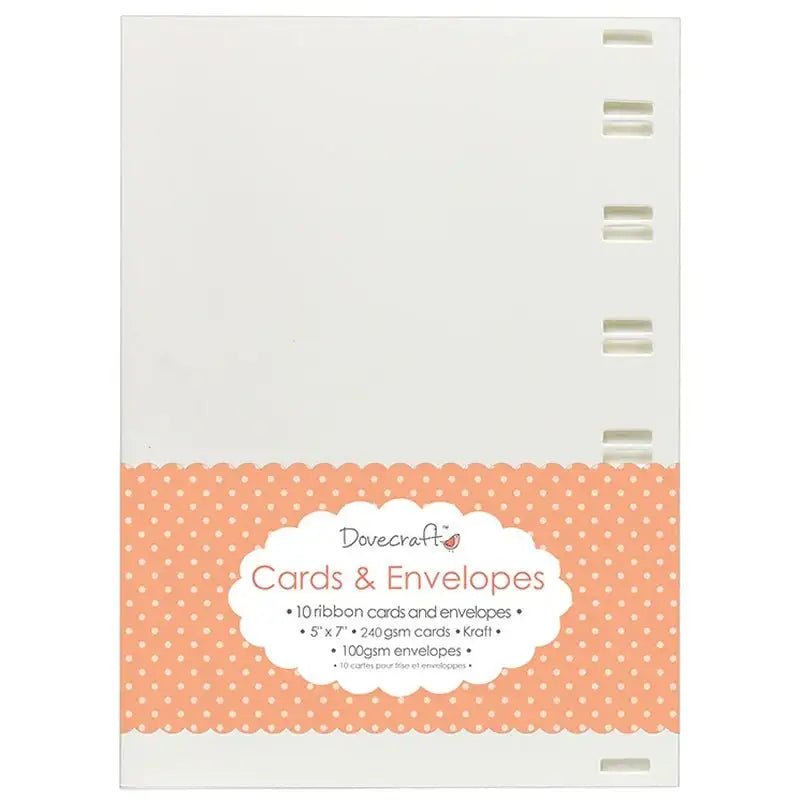 Dovecraft Ribbon 5"x7" Cards & Envelopes (10pk) (DCCE013) - Printable Heaven