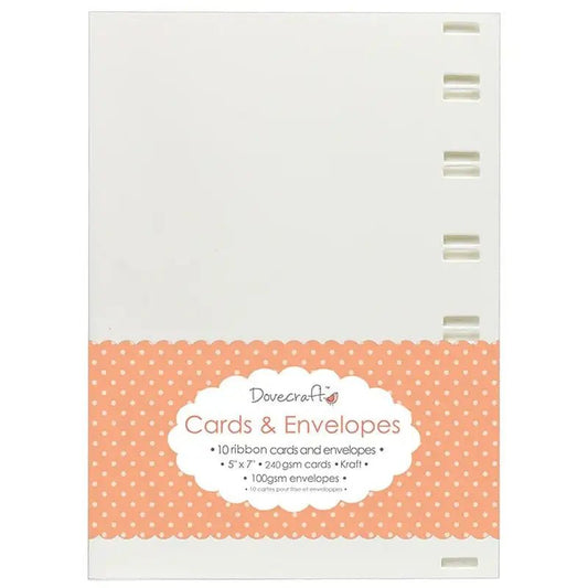 Dovecraft Ribbon 5"x7" Cards & Envelopes (10pk) (DCCE013) - Printable Heaven