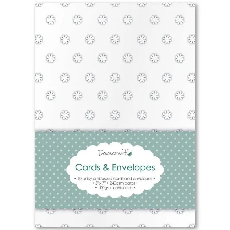 Dovecraft Daisy Embossed White 5x7" Cards & Envelopes (10pk) (DCCE019)" - Printable Heaven
