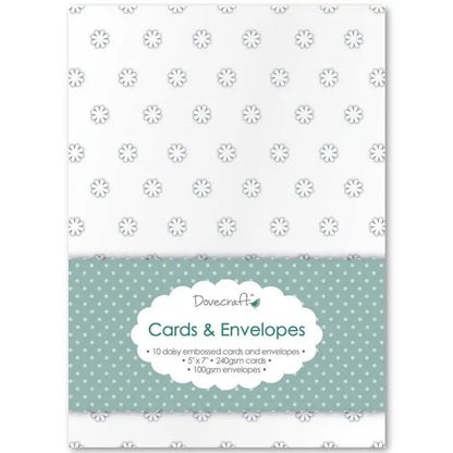 Dovecraft Daisy Embossed White 5x7" Cards & Envelopes (10pk) (DCCE019)" - Printable Heaven