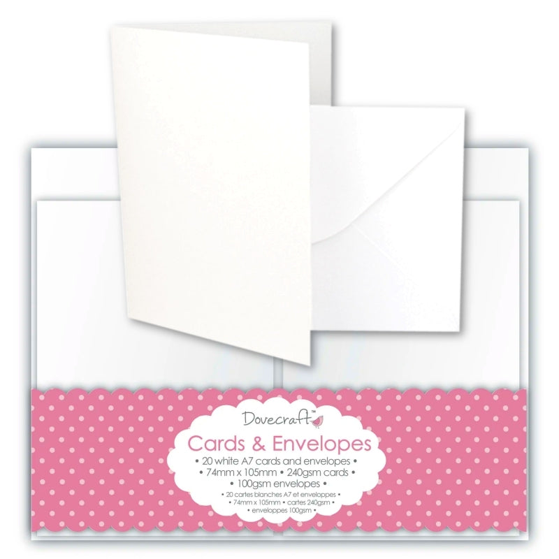 Dovecraft 20 Mini White Cards and Envelopes