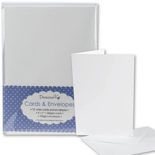 Dovecraft 10 White 5"x7" Cards & Envelopes