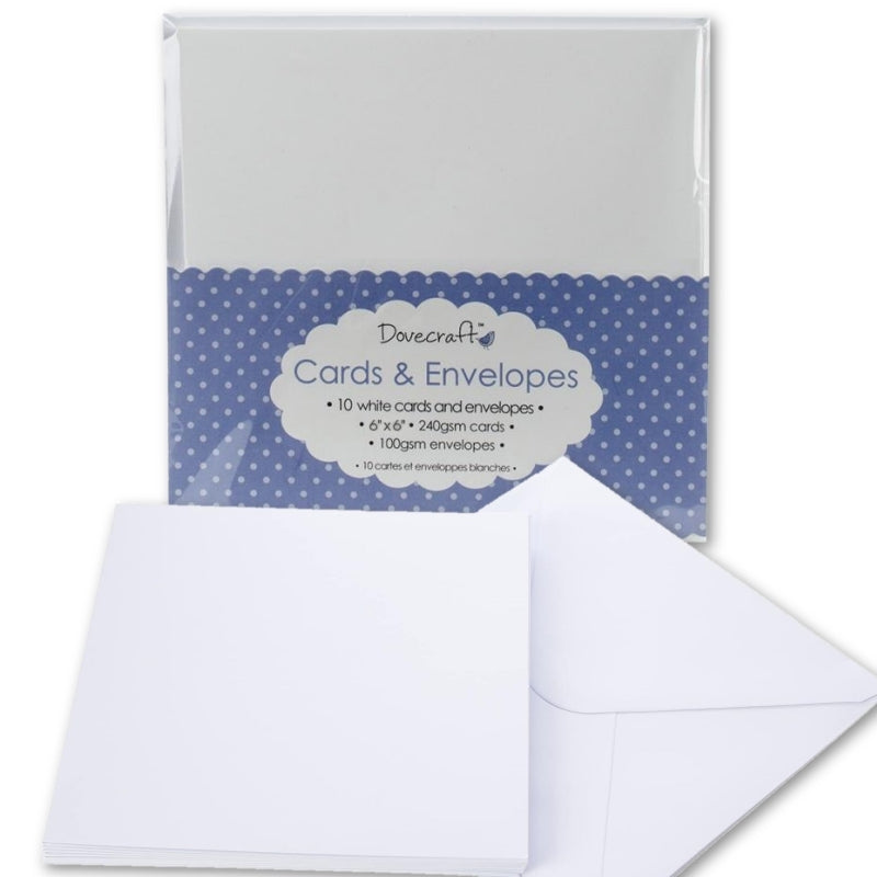 Dovecraft 10 6x6 Cards & Envelopes White