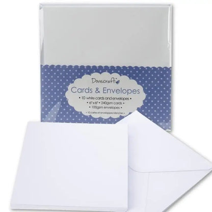 Dovecraft 6x6 Cards & Envelopes White (10pk) (DCCE025) - Printable Heaven