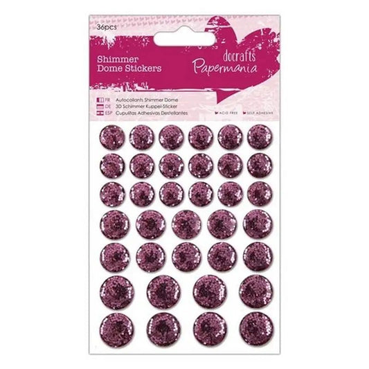 Shimmer Dome Stickers (36pcs) - Pink (PMA 805914) - Printable Heaven