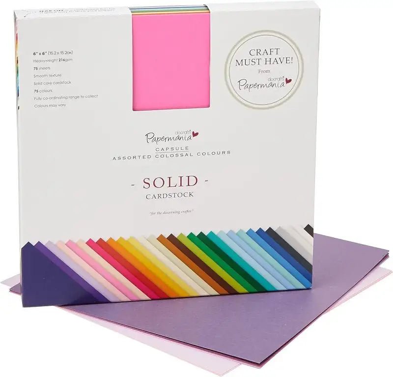 Papermania 6 x 6 Solid Premium Cardstock Colossal 75pcs (PMA 164402) - Printable Heaven