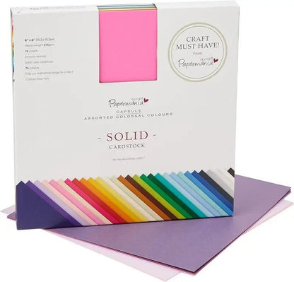 Papermania 6 x 6 Solid Premium Cardstock Colossal 75pcs (PMA 164402) - Printable Heaven