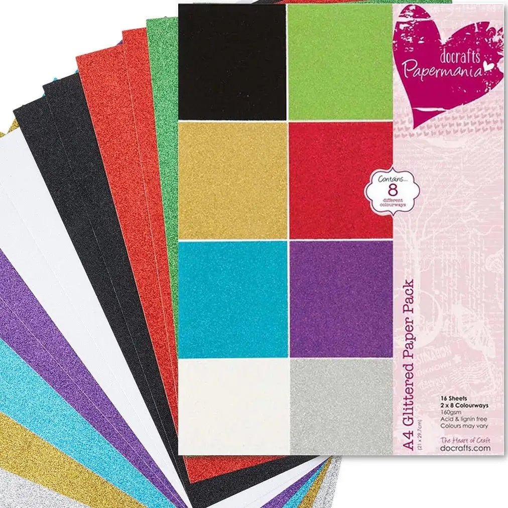 Papermania A4 Glittered Paper Pack (PMA 173201) - Printable Heaven