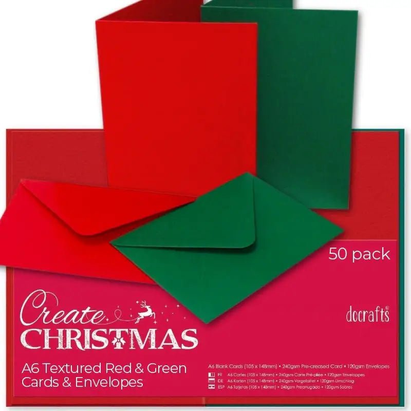 Papermania A6 Cards/Envelopes (50pk) - Red & Green (PMA 151904) - Printable Heaven