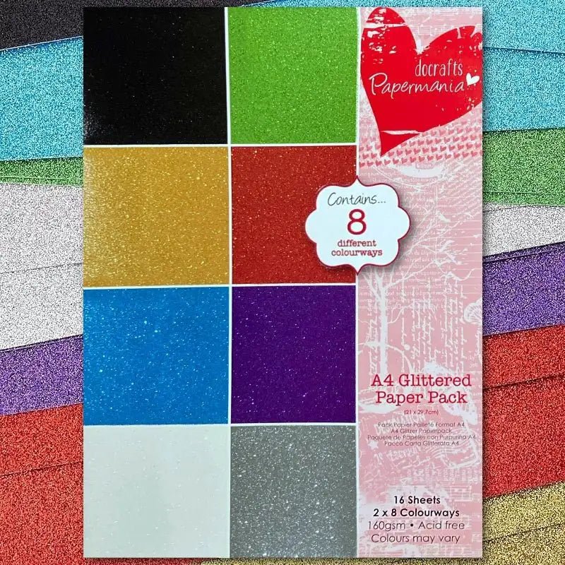 Papermania A4 Glittered Paper Pack (PMA 173201) - Printable Heaven
