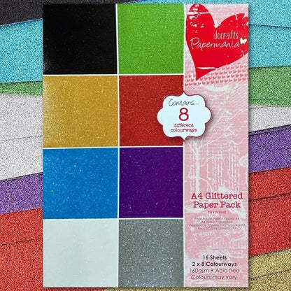 Papermania A4 Glittered Paper Pack (PMA 173201) - Printable Heaven