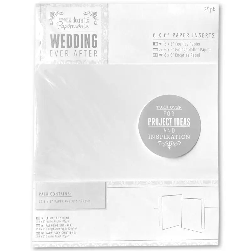 6 x 6" Paper Inserts (25pk) - Wedding White (PMA 158130) - Printable Heaven