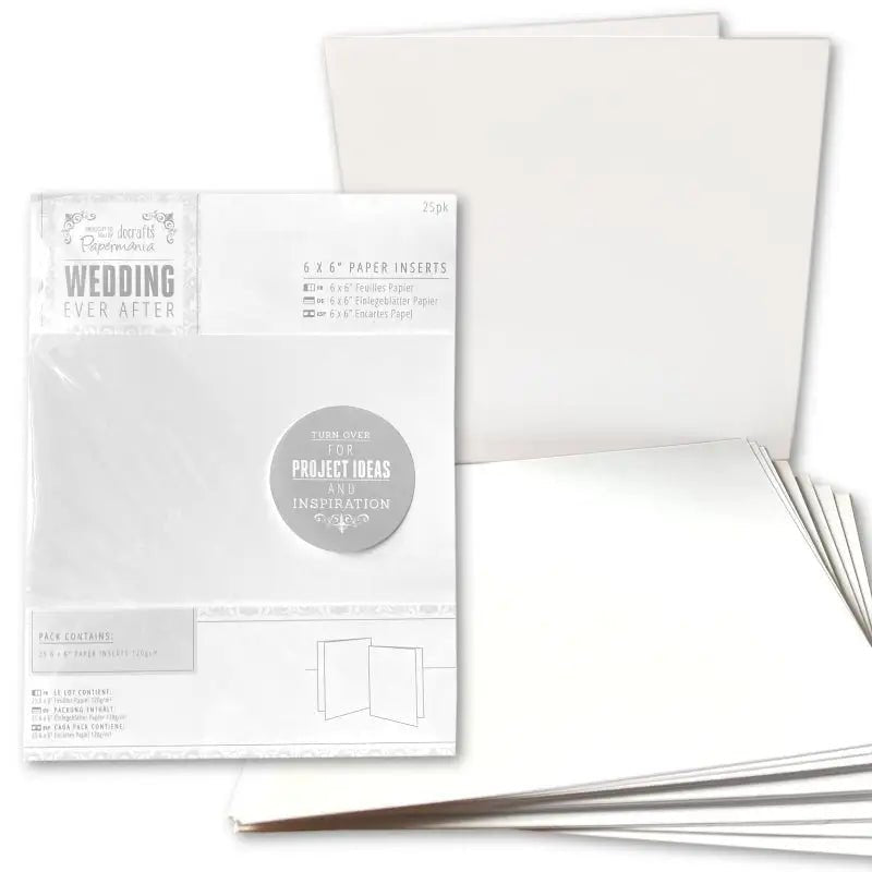 6 x 6" Paper Inserts (25pk) - Wedding White (PMA 158130) - Printable Heaven